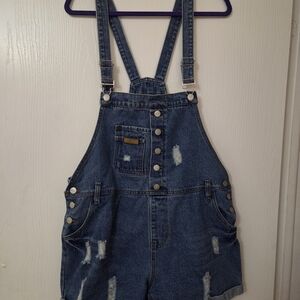 Casual Blue Denim Distressed Romper